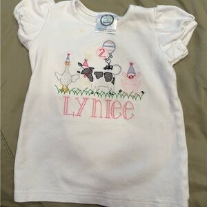 White Kids Shirt with Farm Animal Design